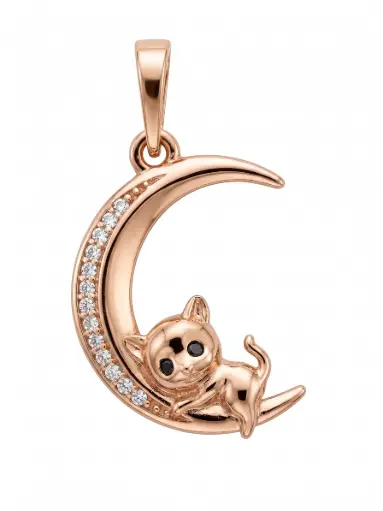 Joya Lunar: Dije de Gato en Oro Rosado